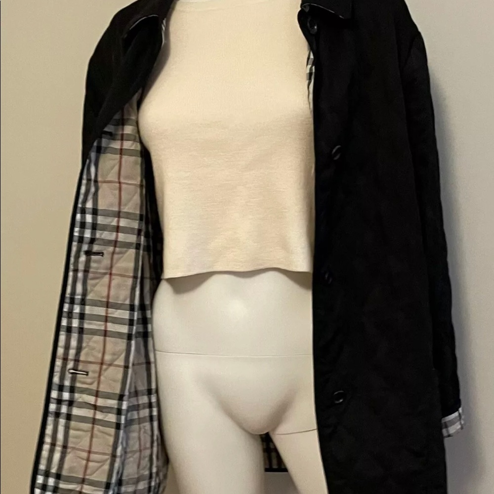 WOMENS BURBERRY LONDON BLACK QUILTED NOVA PLAID JACKET SIZE MEDIUM